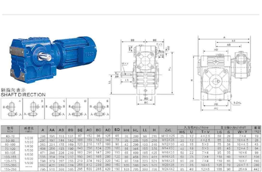 S系列涡轮蜗杆减速电机安装尺寸图纸